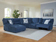 Acklen Place navy 6-piece power reclining sectional with chaise, front angle