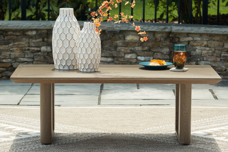 Serene Bay Dark Brown Outdoor Coffee Table angled view