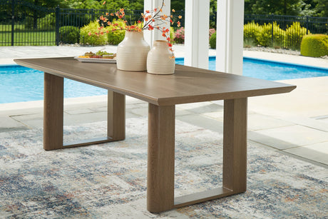 Serene Bay Dark Brown Outdoor Dining Table front angle