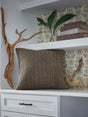 Landcher Brown Pillow front view with woven waffle texture