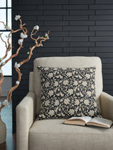 Alanderson Black and Ivory Floral Accent Pillow front angle