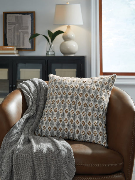 Dainwick embroidered cotton pillow front view