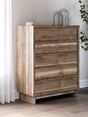 Chirason Brown Wide Chest of Drawers, front angle view