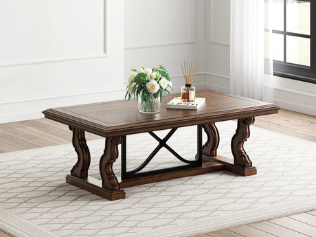 Maylee Coffee Table dark brown traditional style angled view