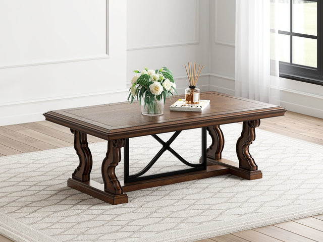 Maylee Coffee Table dark brown traditional style angled view