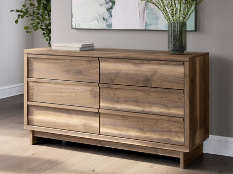Chirason Brown 6-Drawer Dresser front angle view