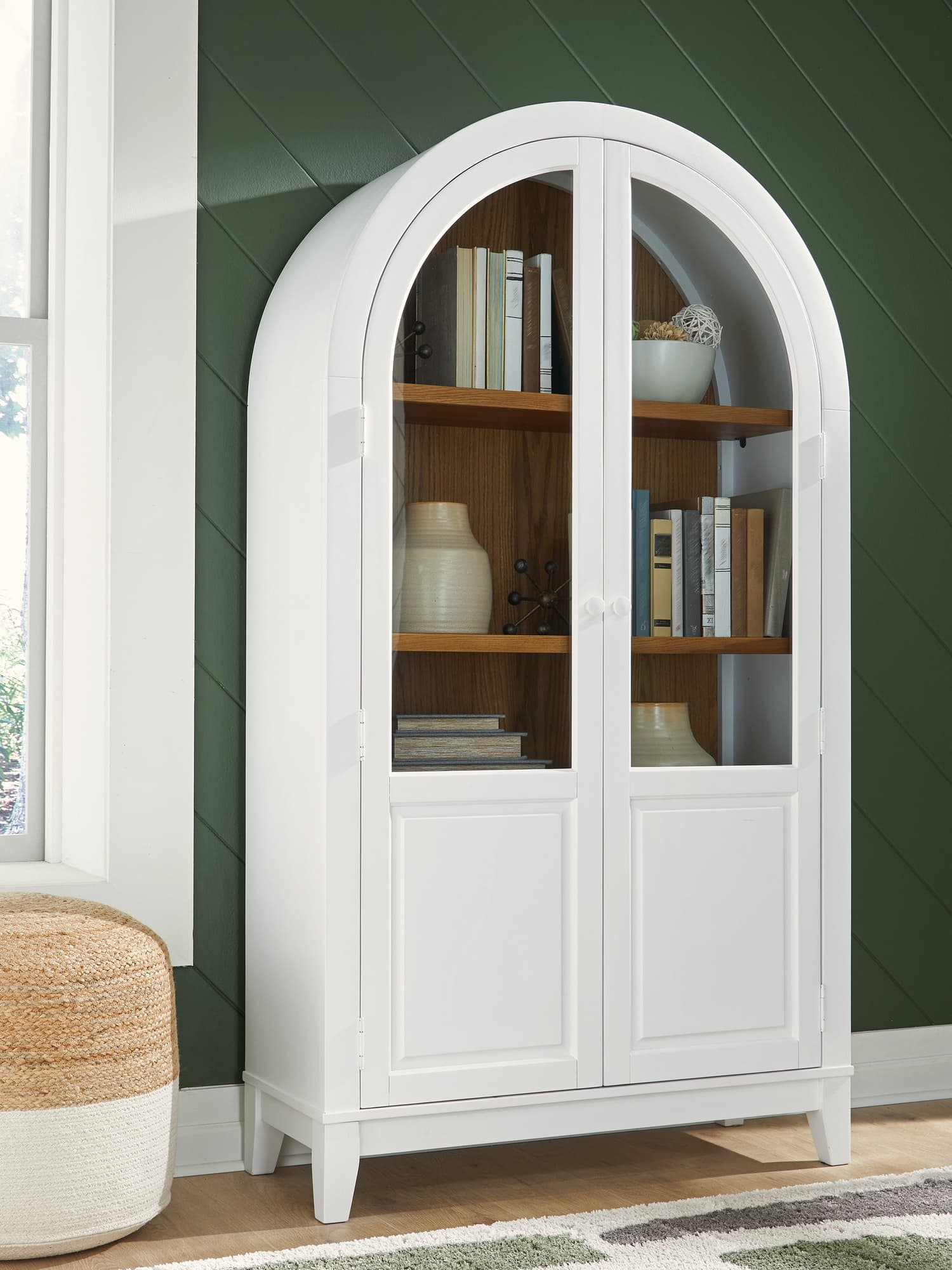 Dagandale White/Natural Wood Accent Cabinet front view