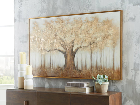 Dalewick framed wall art front view with brown gray and gold tones