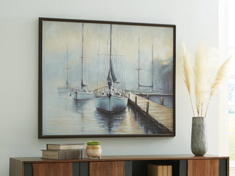 Worthney Blue White Brown wall art front view