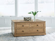Sharlance Light Brown Lift-Top Coffee Table front view