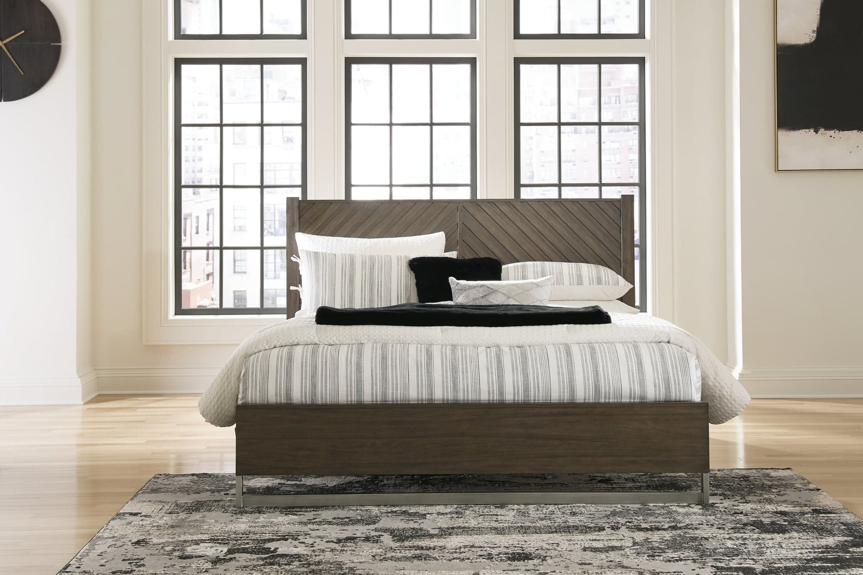 Arkenton Grayish Brown King Panel Bed front view