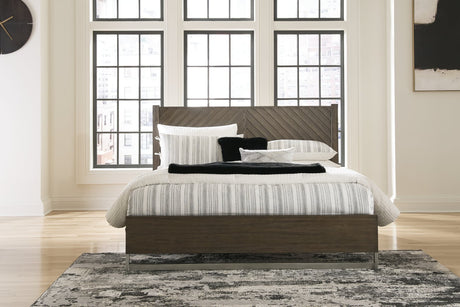 Arkenton Grayish Brown King Panel Bed front view