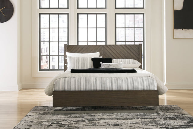 Arkenton Grayish Brown King Panel Bed front view