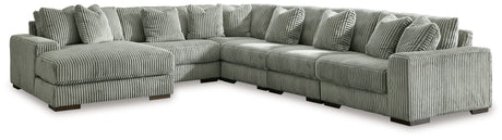 Lindyn Fog Velvet 6-Piece Sectional Sofa with Chaise main view