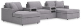 main view of Modmax Granite 5-piece sectional sofa with chaise and audio console