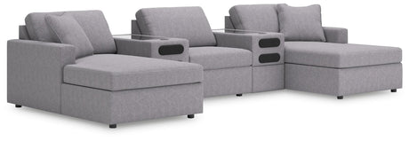 main view of Modmax Granite 5-piece sectional sofa with chaise and audio console
