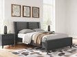 Danziar Matte Black Full Slat Panel Bed front angle
