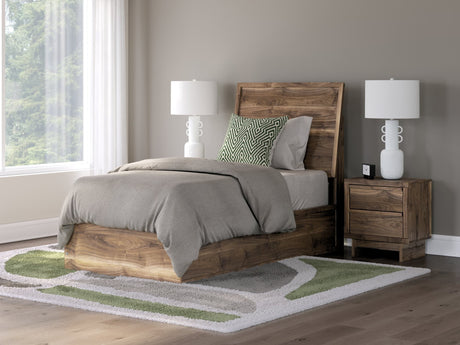 Chirason Brown Twin Panel Bed front angle view