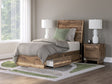 Chirason Brown Twin Panel Bed front view showing storage drawers