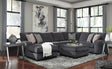main view of Tracling Slate 3-Piece Sectional Sofa with Ottoman