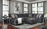 main view of Tracling Slate 3-Piece Sectional Sofa with Ottoman