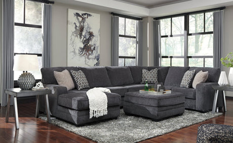 main view of Tracling Slate 3-Piece Sectional Sofa with Ottoman
