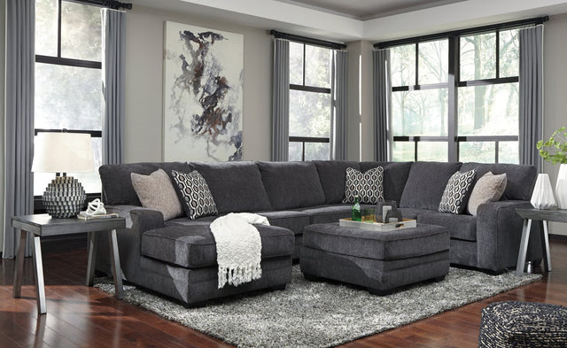 main view of Tracling Slate 3-Piece Sectional Sofa with Ottoman