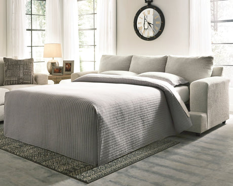 Soletren queen sofa sleeper in stone chenille microfiber angled view