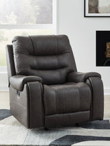 Femley Smoke Faux Leather Recliner main front view