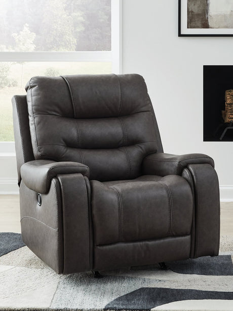 Femley Smoke Faux Leather Recliner main front view