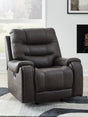 Femley Smoke Faux Leather Recliner main front view