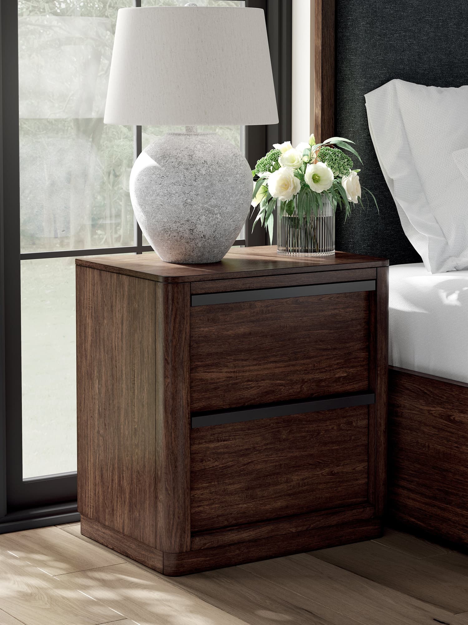 Dilenno Dark Brown Nightstand front view