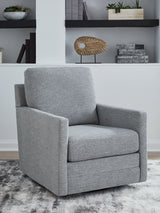 Freybourne Pewter Next-Gen Nuvella™ swivel accent chair front view