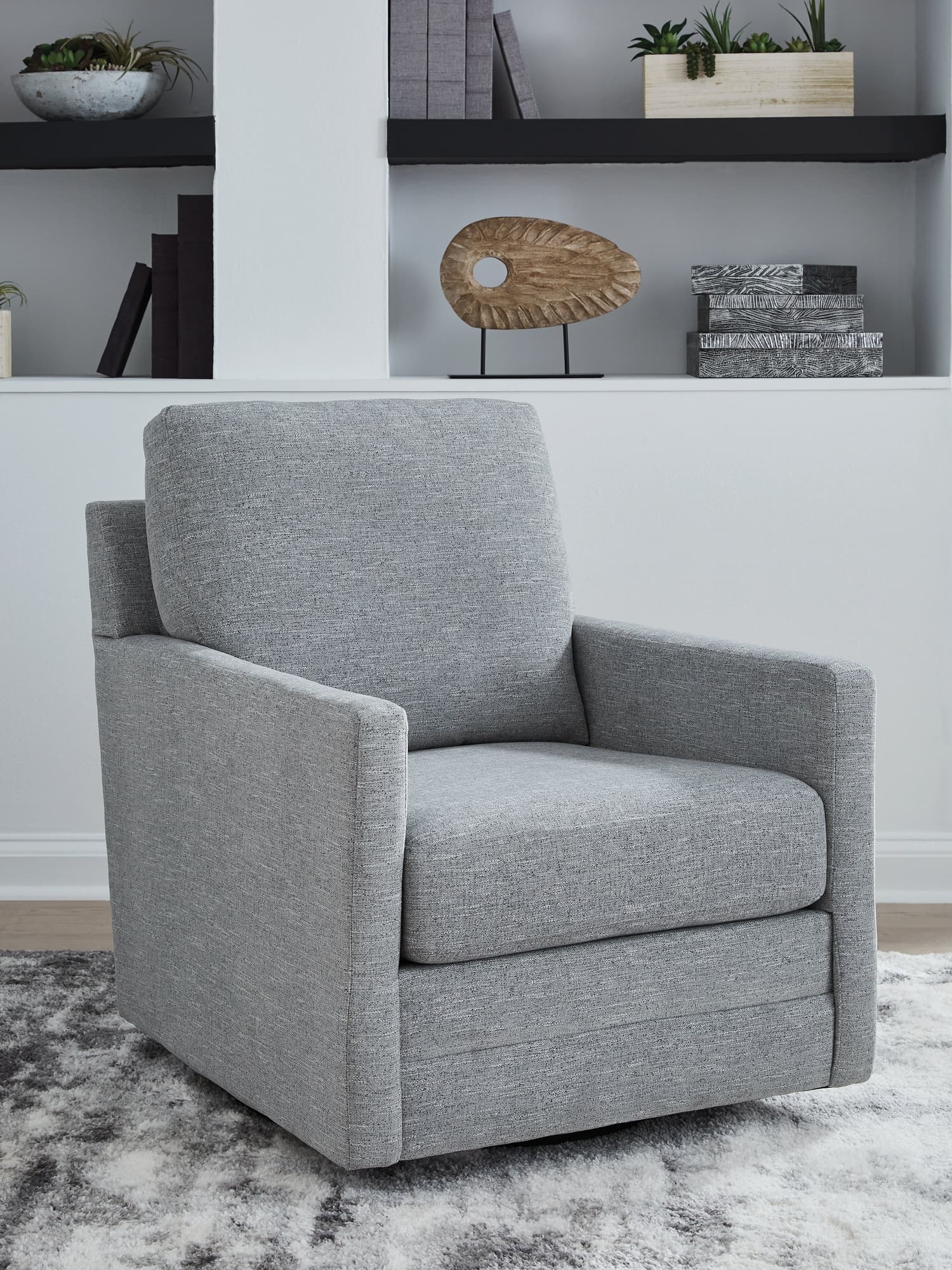 Freybourne Pewter Next-Gen Nuvella™ swivel accent chair front view