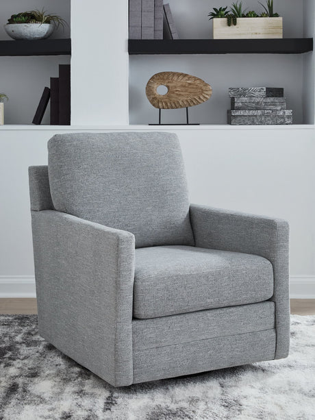 Freybourne Pewter Next-Gen Nuvella™ swivel accent chair front view