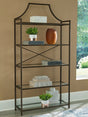Bernonly 72 inch bookcase with antique bronze metal frame angled view