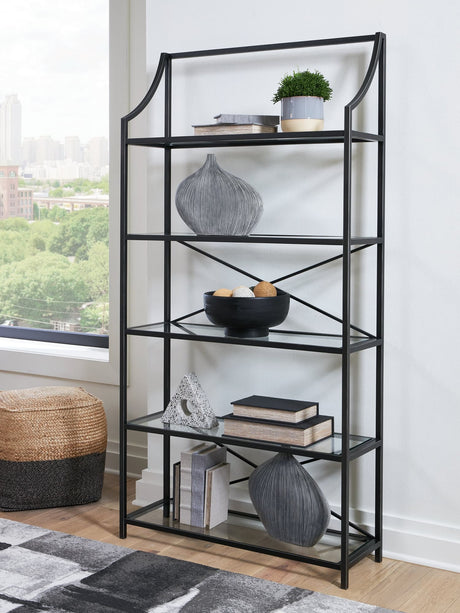 Dakerwell Antique Black 72 inch traditional bookcase front view