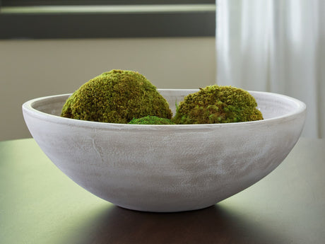 Meadie Distressed White Ceramic Bowl front view