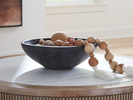 Meadie Distressed Black Ceramic Bowl angle view