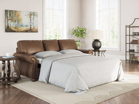 Chasemore Earth Faux Leather Queen Sofa Sleeper front view