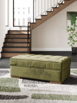Caspian-Town olive velvet oversized accent ottoman front angle