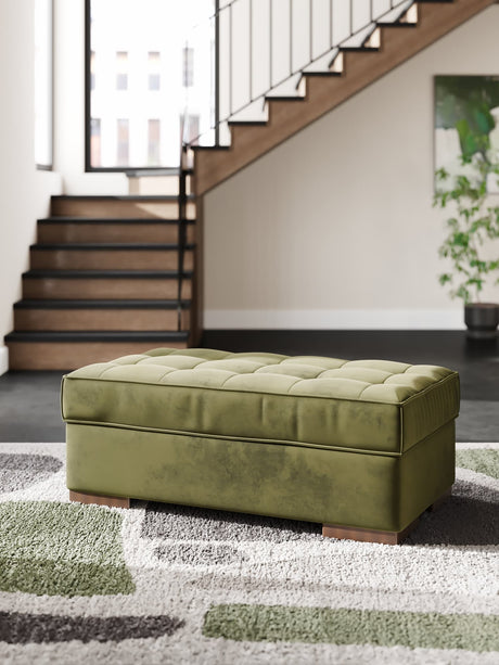 Caspian-Town olive velvet oversized accent ottoman front angle