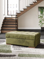 Caspian-Town olive velvet oversized accent ottoman front angle
