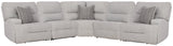 Acklen Place Pewter 5-Piece Power Reclining Sectional, front view