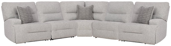 Acklen Place Pewter 5-Piece Power Reclining Sectional, front view
