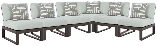 Beachloft Black 6-Piece Outdoor Sectional front view showing modular seating
