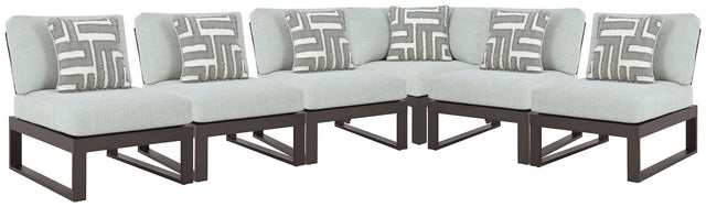 Beachloft Black 6-Piece Outdoor Sectional front view showing modular seating
