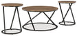 Cassbryn brown and black round coffee table front view