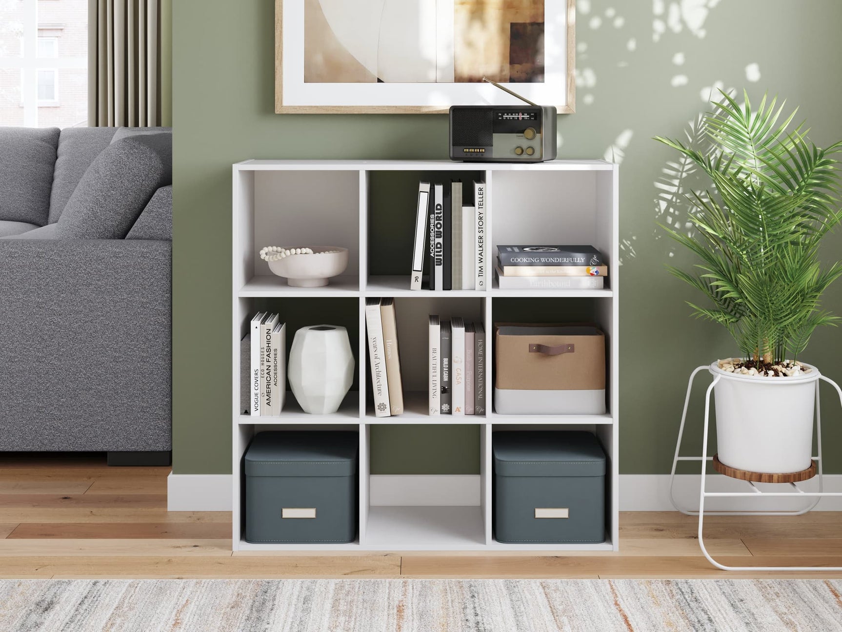 Onita White Nine-Cube Organizer front angle showing nine cubbies