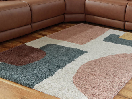 Flynnwick 8x10 cream pink gray rug, top view